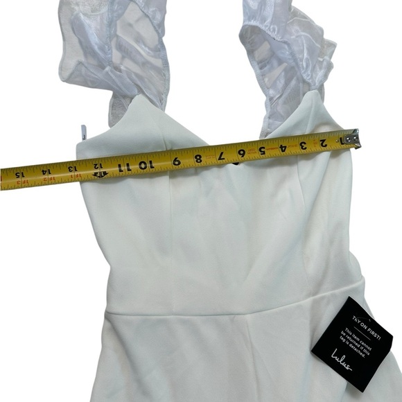 Lulu's Luxe Position White Ruffled Wide-Leg Jumpsuit Size XS NWT - Picture 14 of 17